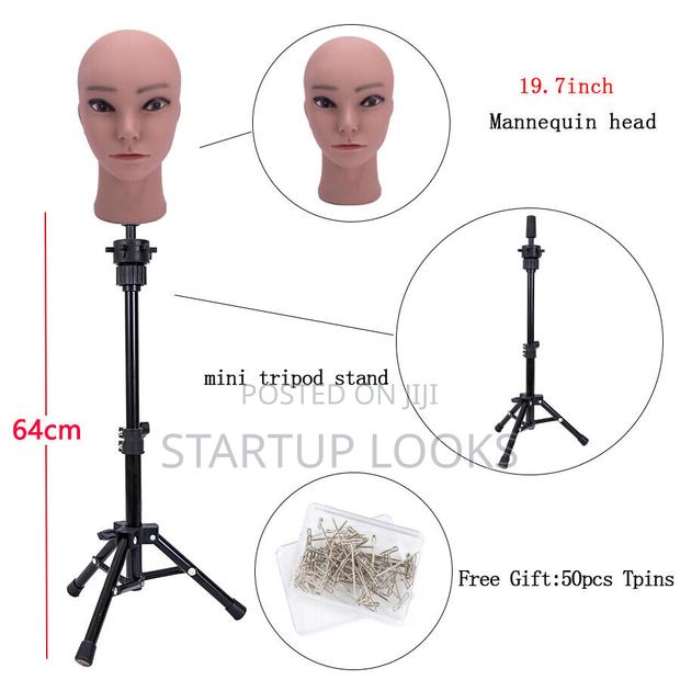 Bald Dummy Head+ Tripod Stand+ Free Tpins - thumbnail 2