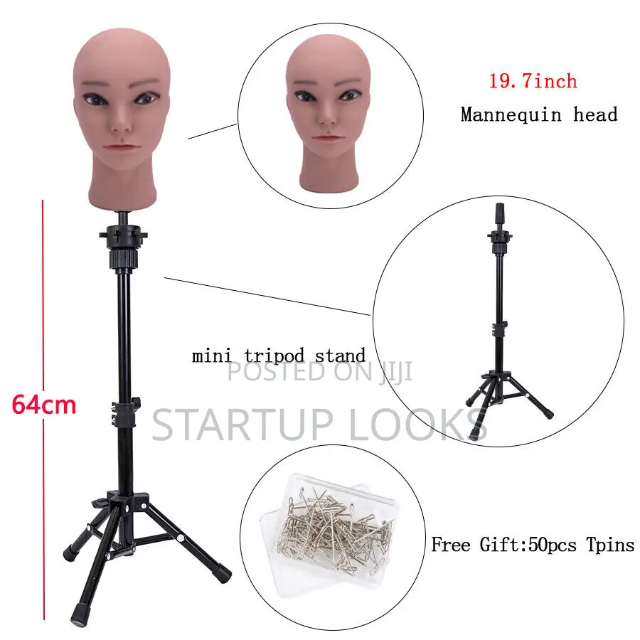 Bald Dummy Head+ Tripod Stand+ Free Tpins