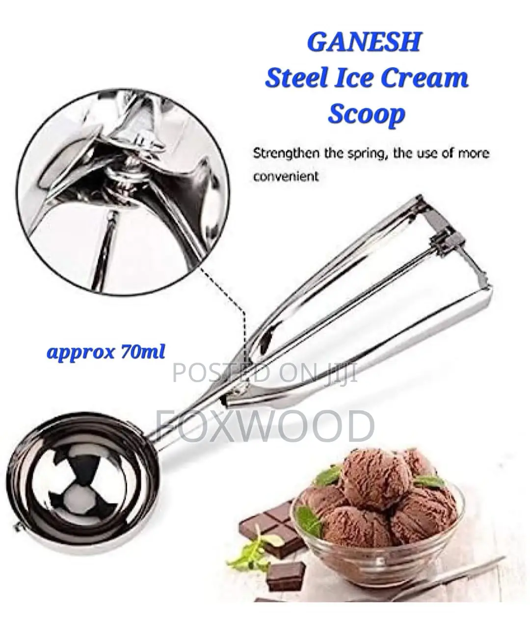 Ganesh Stainless Steel Ice Cream Scoop Approx 70ml