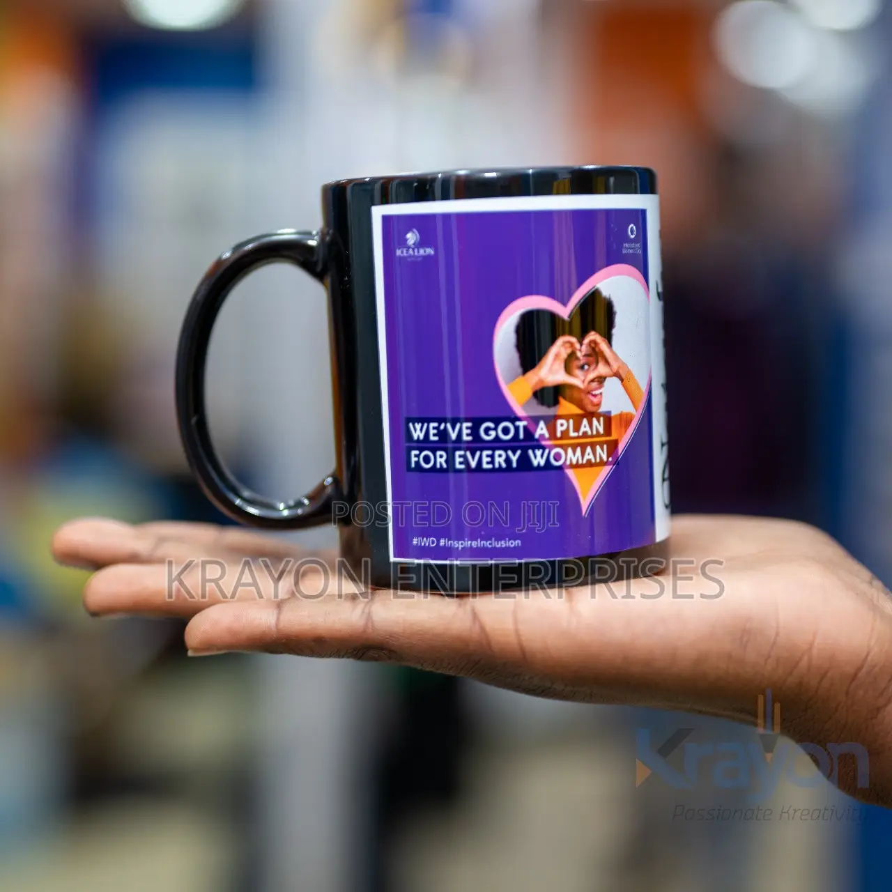 Black Ceramic Mug With Printable White Patch