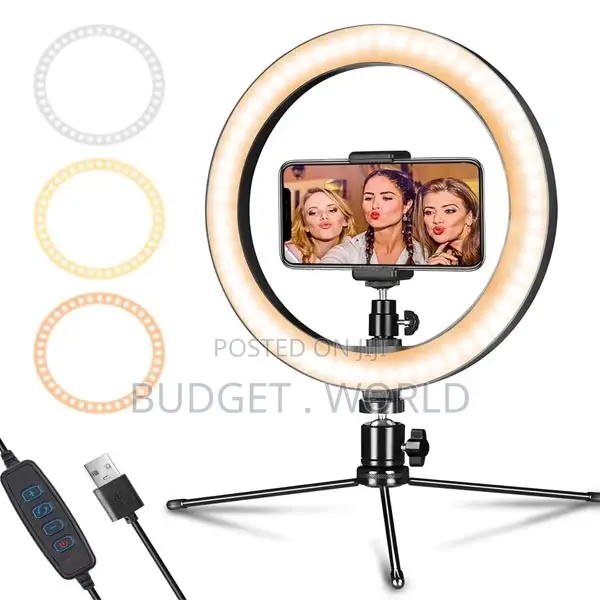 12 Inch LED Ring Light With Mirror, Stand,- 3 Light Modes
