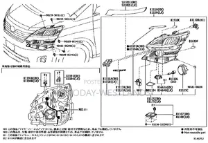 Toyota Vellfire Cover Headlamp, 5318158010A0 Genuine OEM Rt