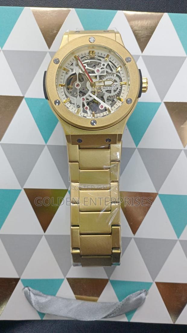 Gold Hublot Automatic Metallic Strap Men's Watch