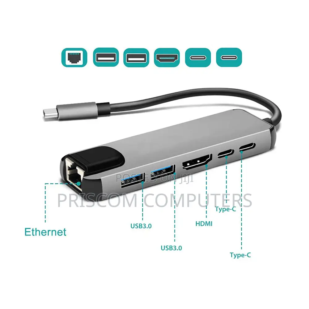 In 1 USB-C Hub Multi-Port C Hub Adapter Ethernet Lan USB