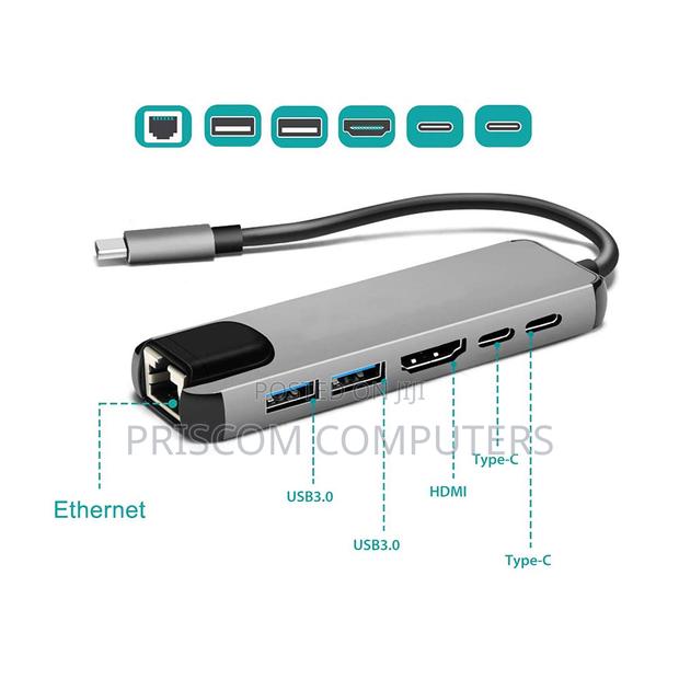 In 1 USB-C Hub Multi-Port C Hub Adapter Ethernet Lan USB