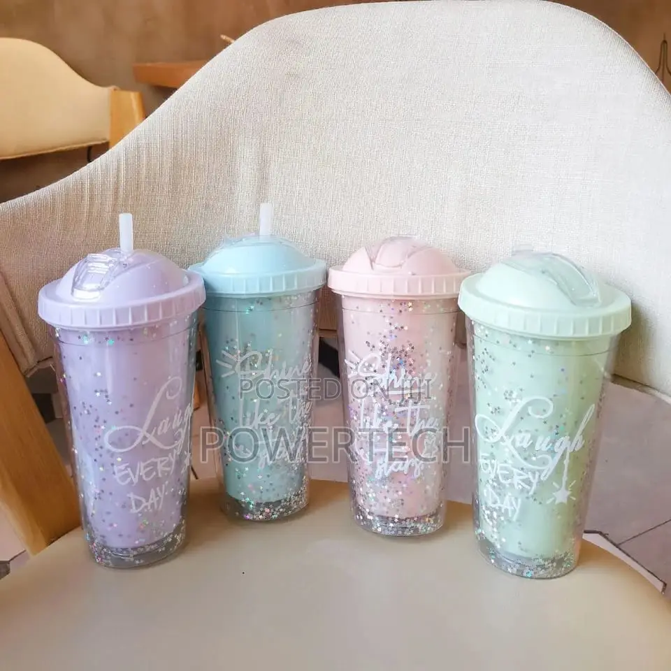 550mls Stylish Double Wall Smoothie Cup With Folding Straw *