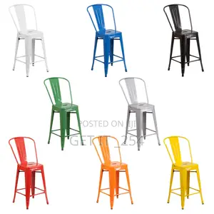 Strong Metallic Bistro High Back Stool With Back Rest