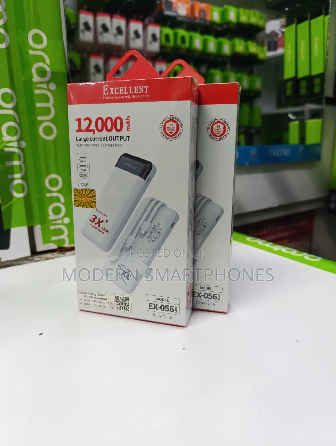 12000mah Power Bank(All Outputs)+1 Year Warranty