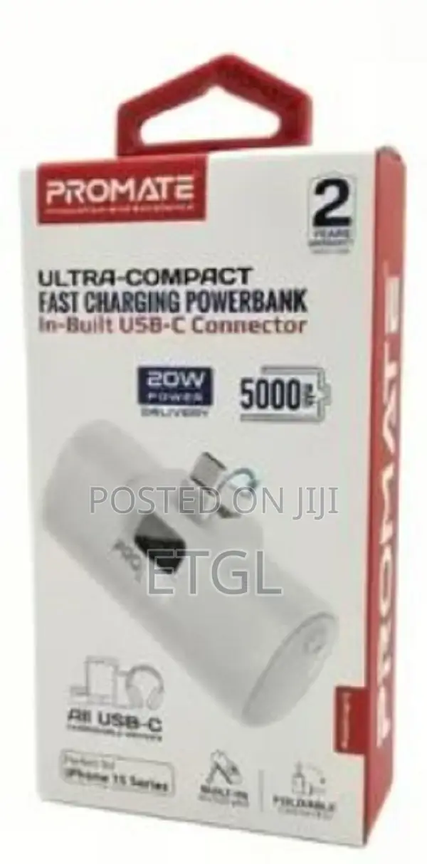 Promate 5000mah Ultra-Compact Fast Charging Power Bank With