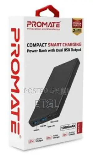 Promate Super Slim Design 10000mah Fast Charging Power Bank