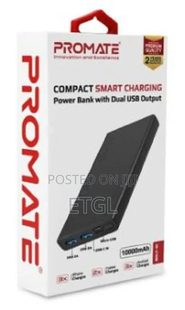 Promate Super Slim Design 10000mah Fast Charging Power Bank