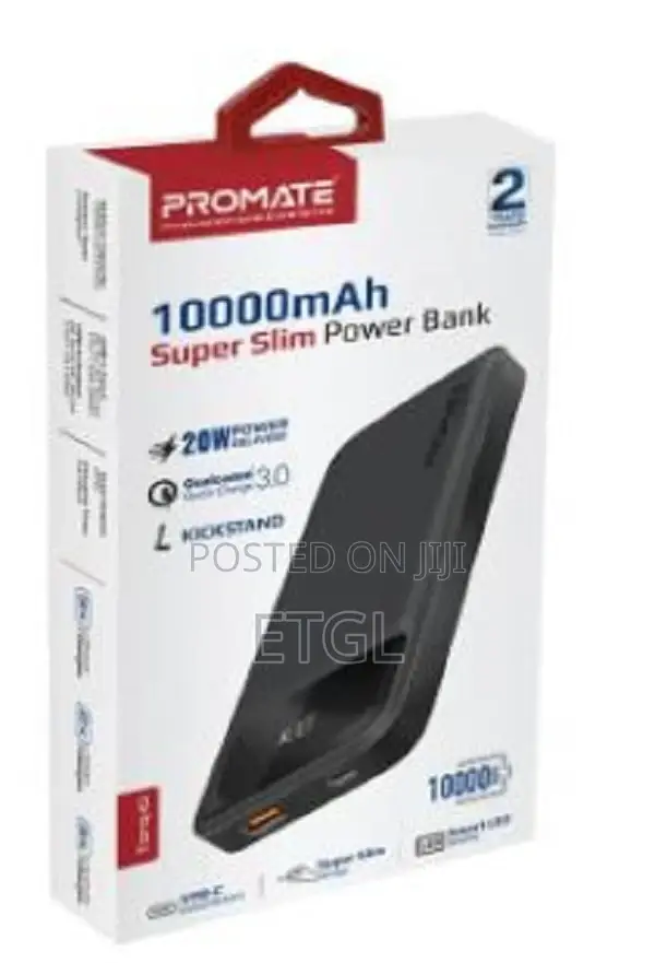 Promate 10000mah Slim Power Bank With 20W USB-C Power Delive
