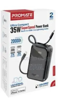 Promate 20000mah Ultra Compact 35W Superspeedtm Power Bank W