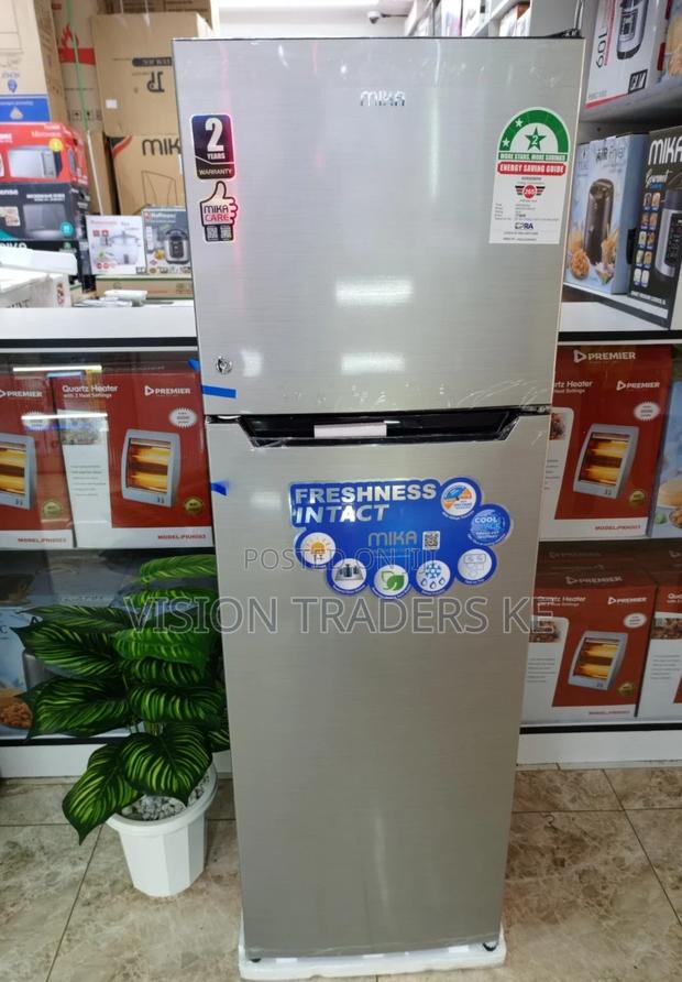 Mika Fridge 168L Double Door Top Freezer Defrost Silver Dark
