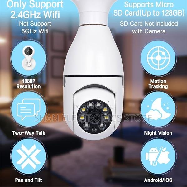 E27 Light Bulb Camera, Wi-Fi Wireless Outdoor Light Bulb~Cam