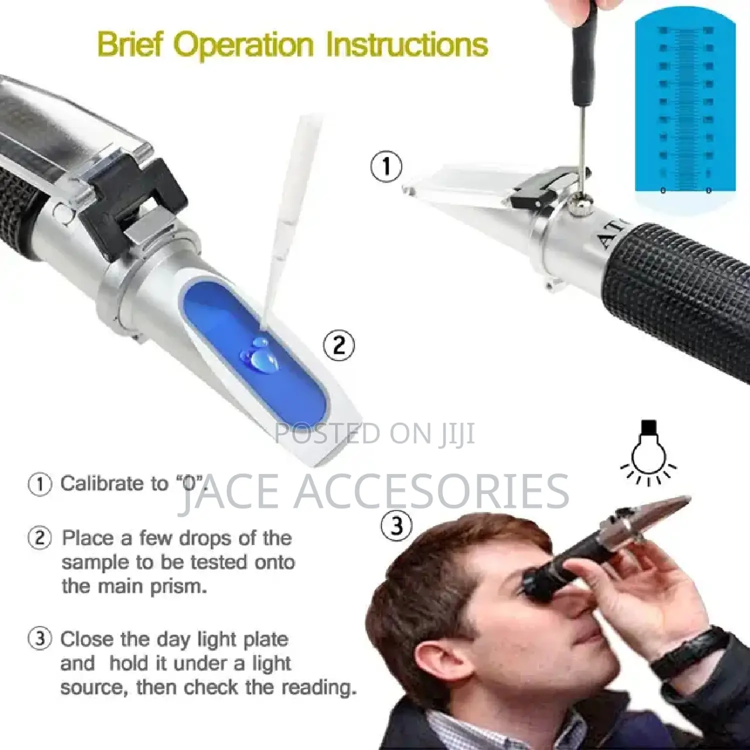 Triscale Refractometer Brix/Water /Baume