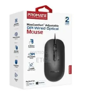 Promate Sleek 4 Button Wired Optical Mouse With 2400dpi, 1.5