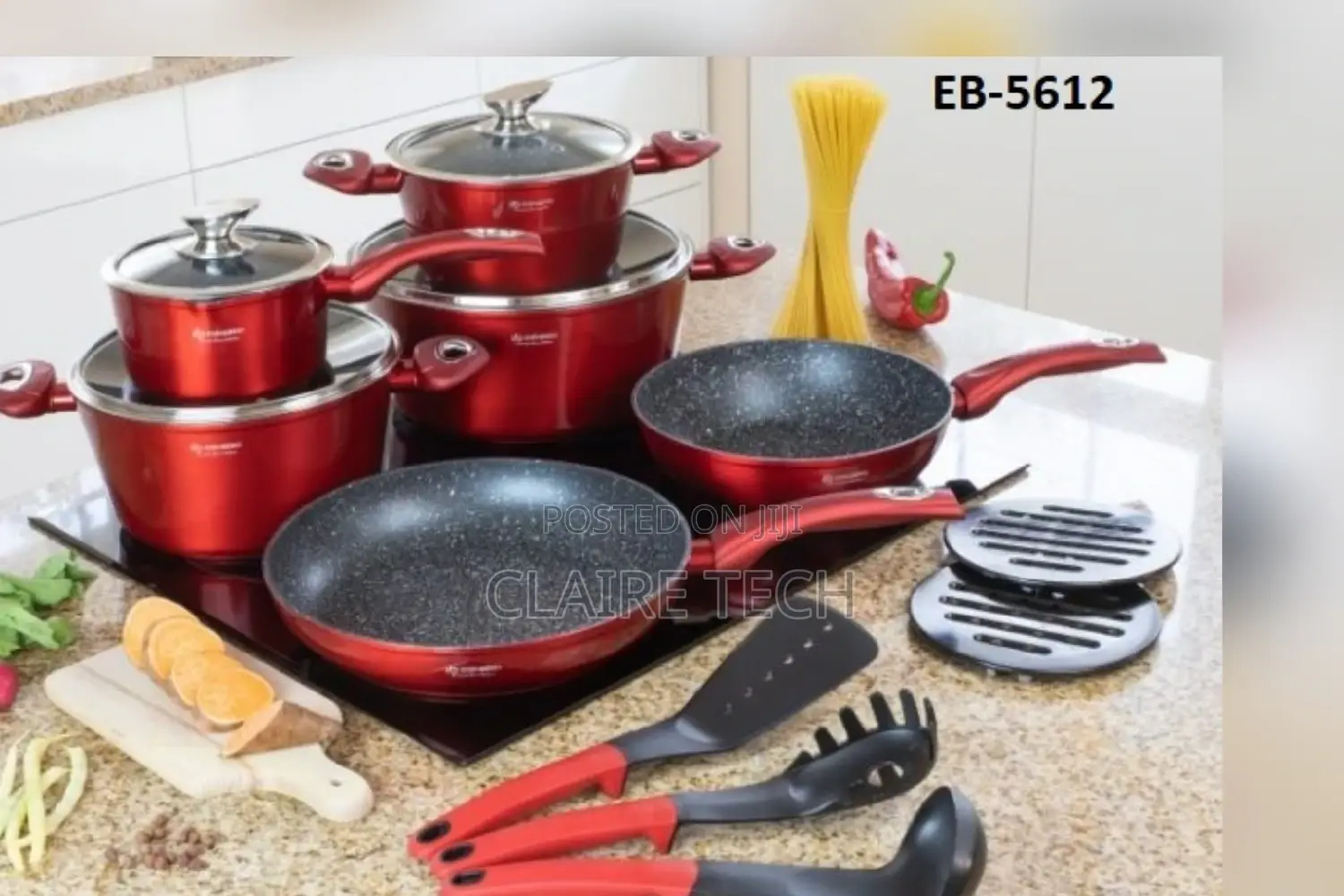 Maroon 15pcs Edenberg Cookware Set EB-5612