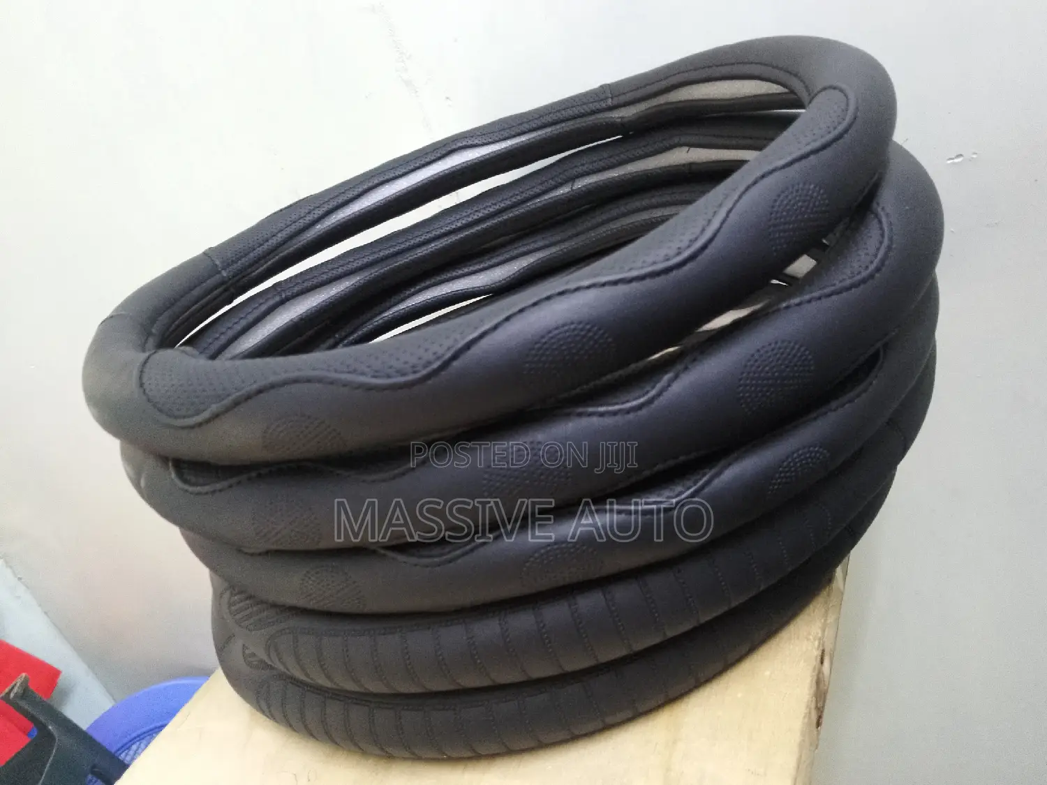 Buy Black Leather Car Steering Covers