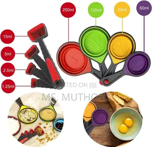 8pieces Colorful Siliconecollapsible Measuring Cup/Spoon Set