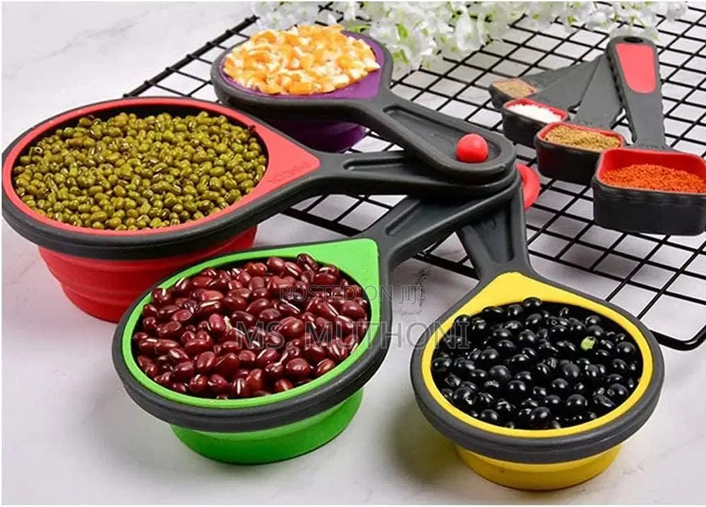 8pieces Colorful Siliconecollapsible Measuring Cup/Spoon Set