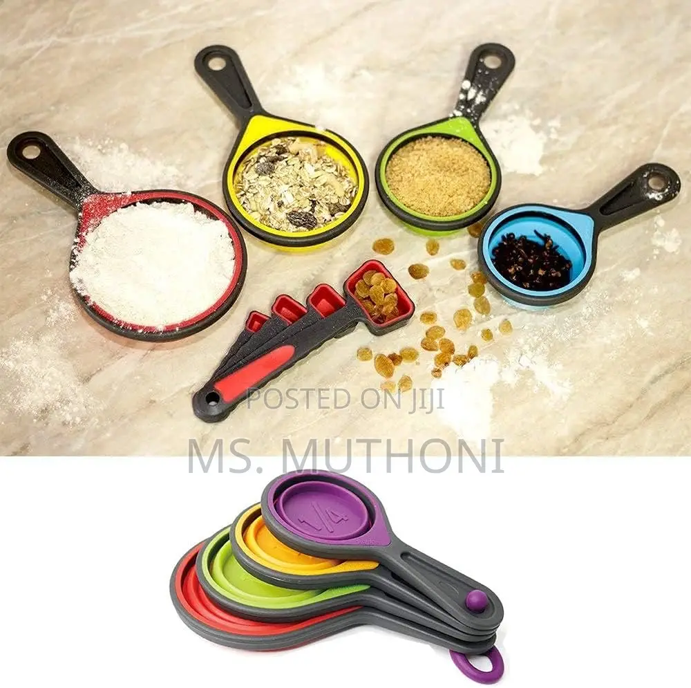 8pieces Colorful Siliconecollapsible Measuring Cup/Spoon Set
