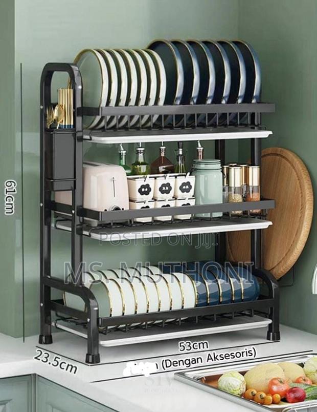 High Quality Heavy Duty 3 Tier Dish Rack With Cutlery Holder - main view