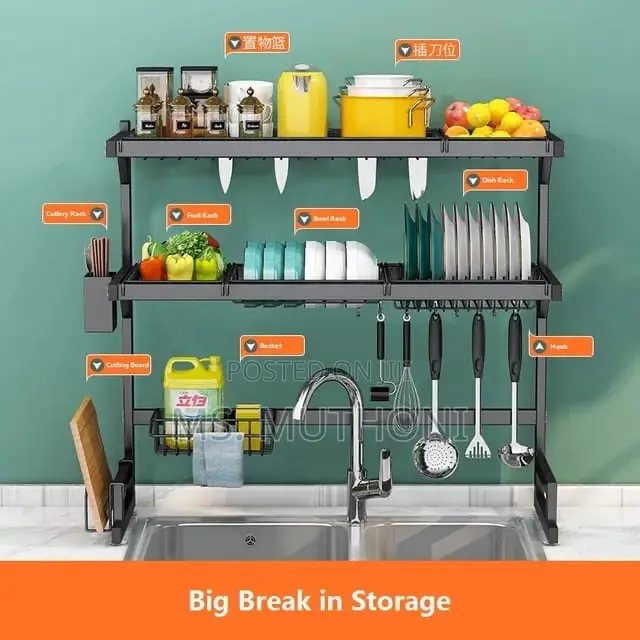 *95cm Detachable Double Over the Sink Dish Rack