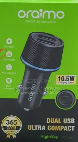 Oraimo Original OCC-21D Dual USB Car Charger Adapter
