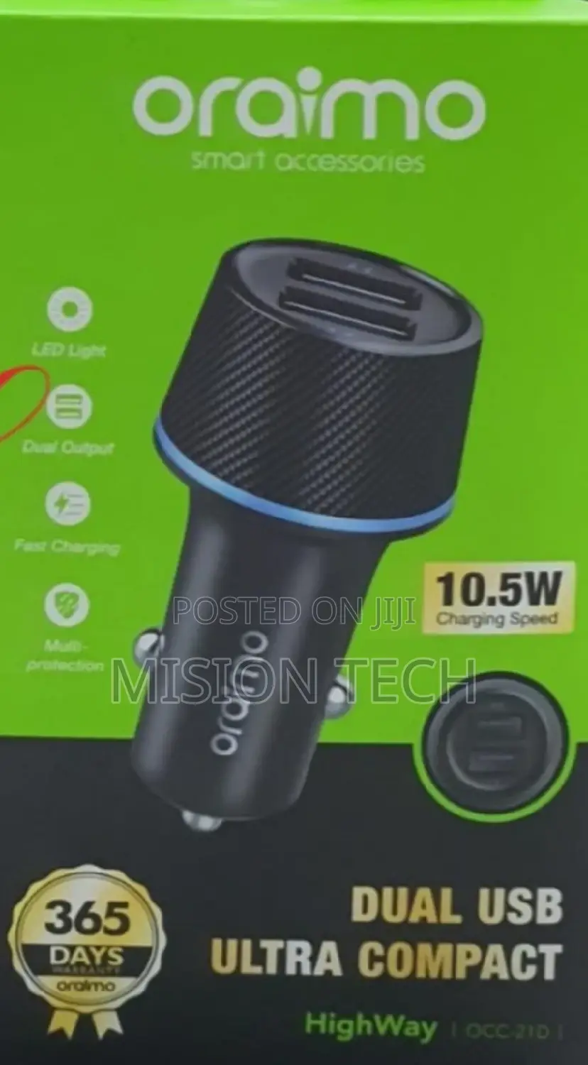 Oraimo Original OCC-21D Dual USB Car Charger Adapter
