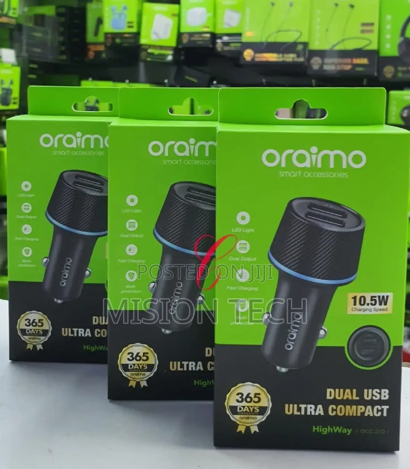 Oraimo Brand New OCC-21D Dual USB Car Charger Adapters