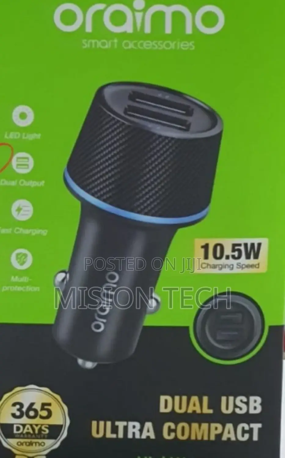 Oraimo Highway OCC-21D Dual USB Car Charger Adapters 