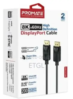 Promate Displayport to Displayport Cable, 2m Cable Length