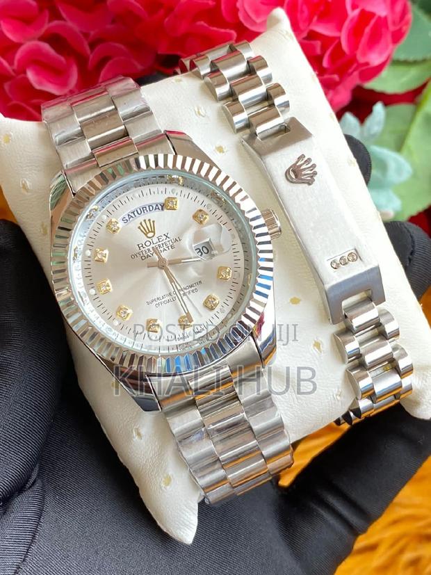 Silver Rolex Watch, With Bracelet Silver Rolex - main view