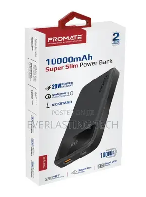 Promate 10000mah Slim Power Bank With 20W USB-C Power