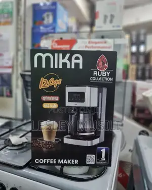 Mika Coffee Maker, 12 Cups, 1000W, Black Stainless Steel
