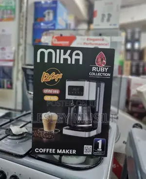 Mika Coffee Maker, 12 Cups, 1000W, Black Stainless Steel