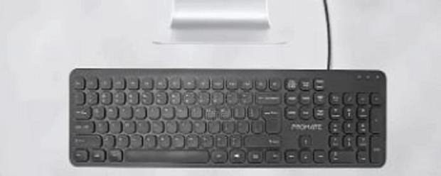 Promate Wired Ultra-slim Ergonomic Keyboard, English