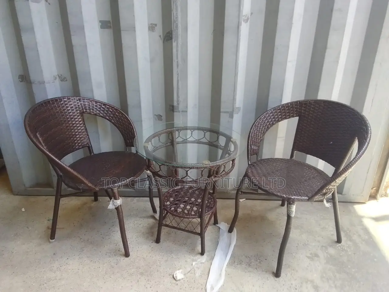 Rattan Chairs (2) and Table