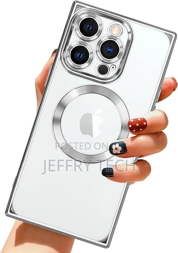 Glossy Square Magsafe Case for iPhone 15 Pro Max 14 Transpar - thumbnail 3