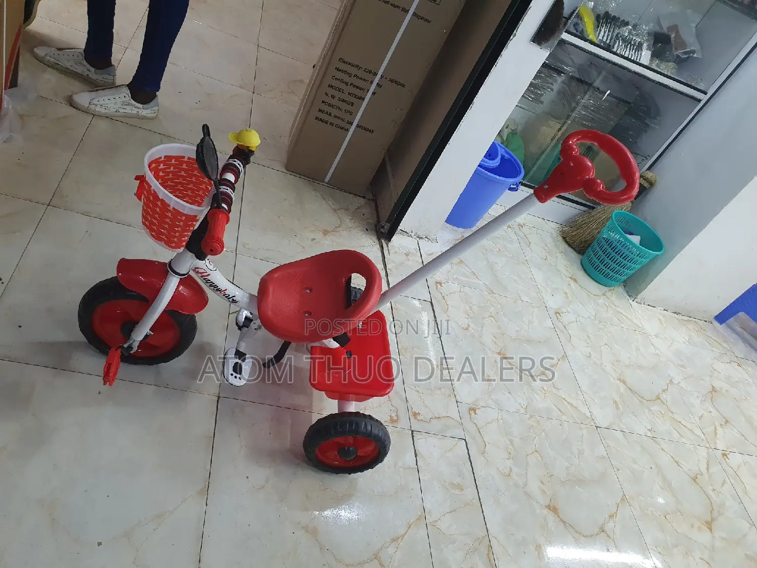 Red Tricycle With a Push and Foot Pads, 1yr to 3yrs