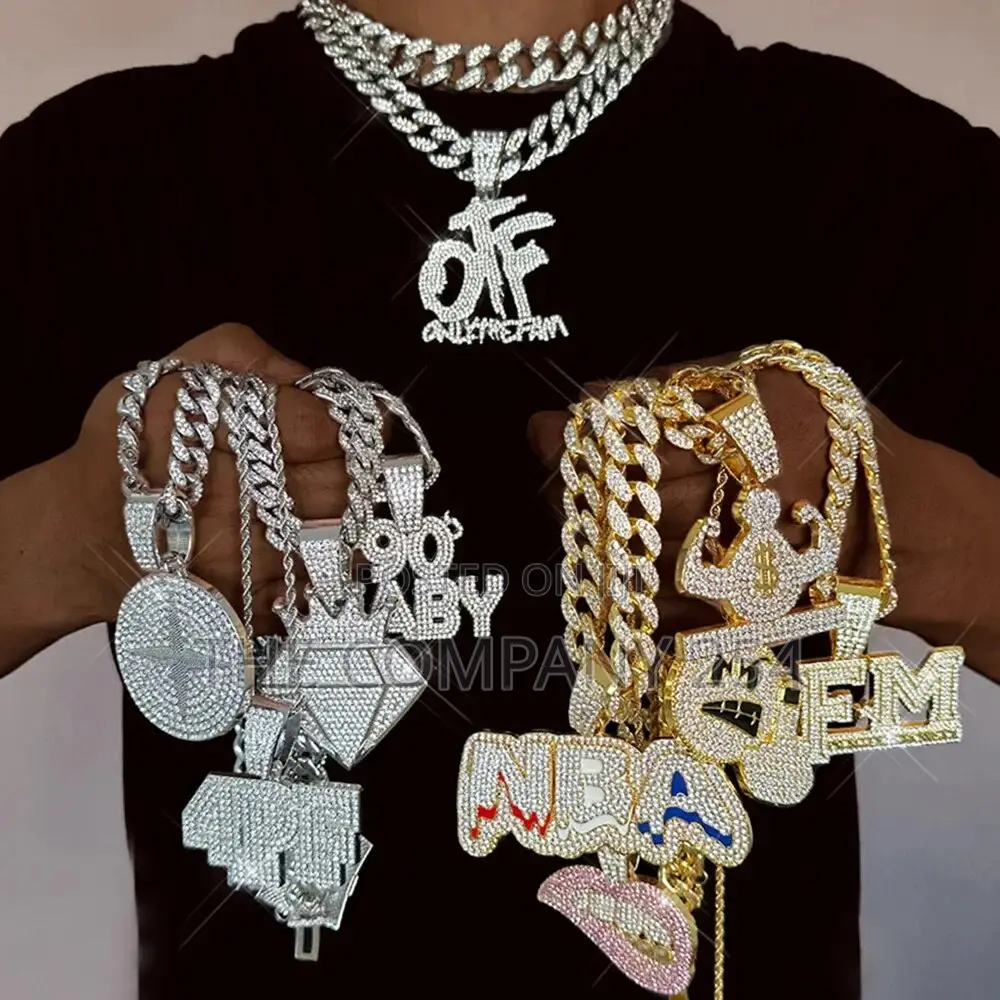 Hip Hop Pendant Letter Smiley Face Alloy Water Drill Cuban