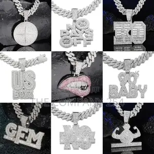 Hip Hop Pendant Letter Smiley Face Alloy Water Drill Cuban