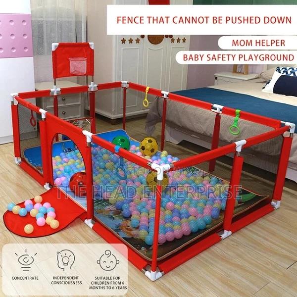 Baby Playpen Fence With Softballs (Red Rectangular) - main view
