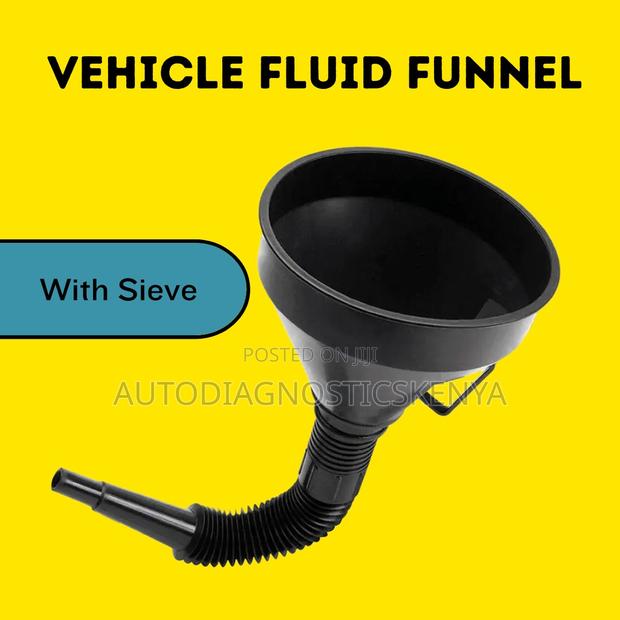 Vehicle Fluid Funnel With Strainer Sieve Oil, Fuel