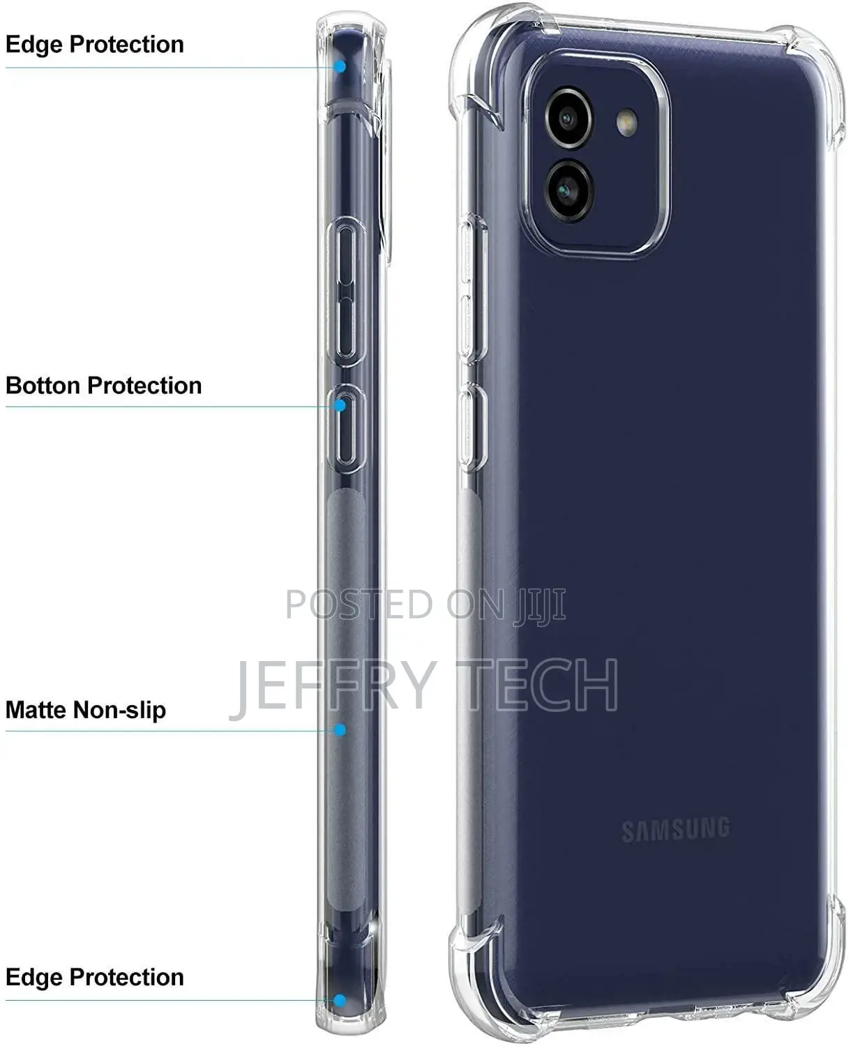 Samsung Galaxy A03 2022 Case Clear Shockproof Gel Phone Cove