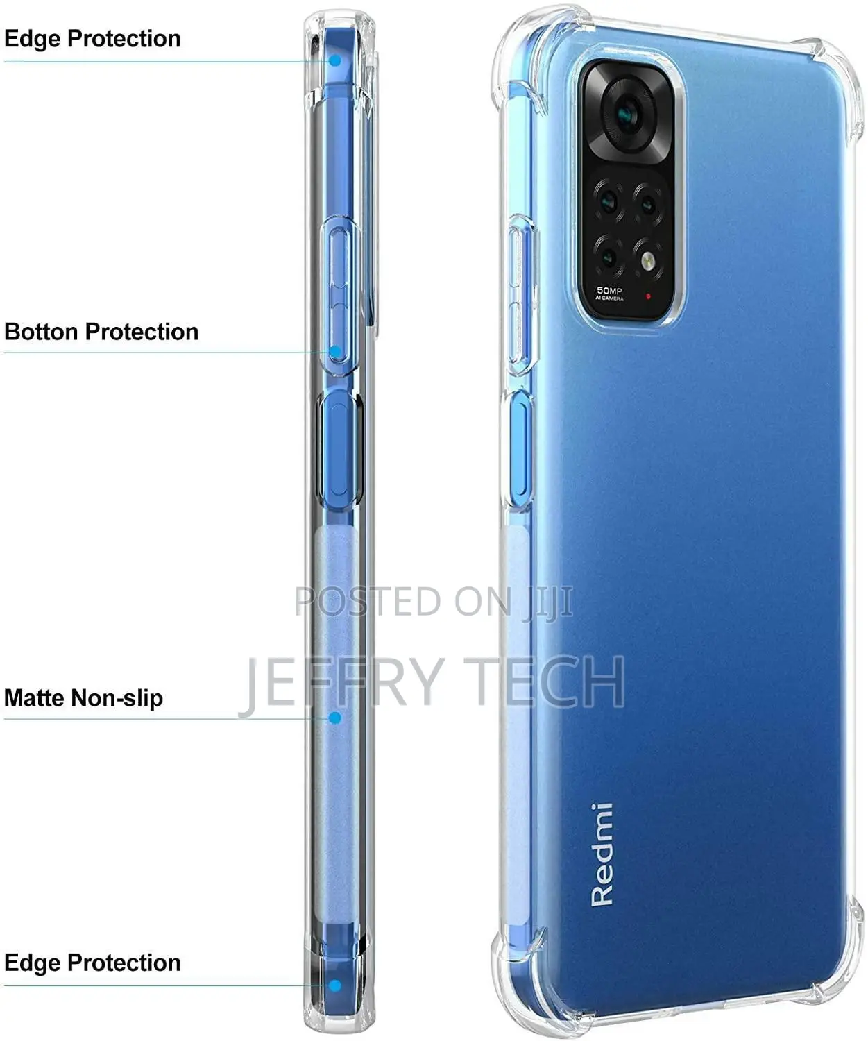Xiaomi Redmi Note 11 4G Case, Slim Clear Silicone Shockproof