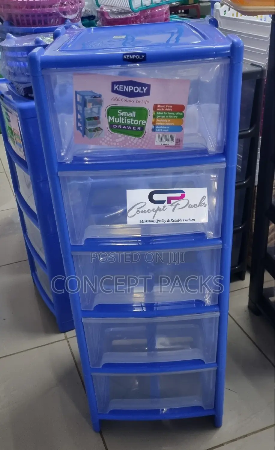 5 Stack Plastic Kitchen Storage Drawers