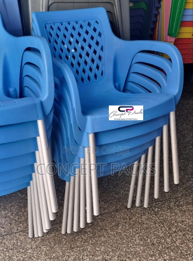 Strong Garden Plastic Chairs With Metal Legs. - main view