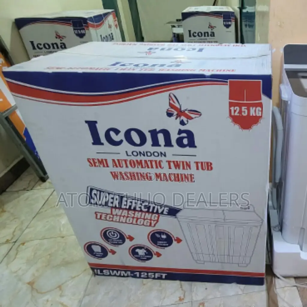 White Icona 12.5kg Twin Tub Top Load Washing Machine